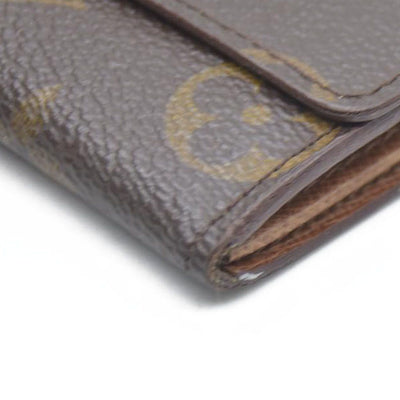 Louis Vuitton Monogram Porte Monnaie Plat Coin Purse Wallet Brown