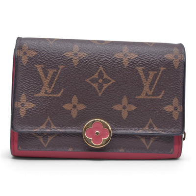 $680 LOUIS VUITTON LV Monogram Victorine Compact Wallet Red CONSIGNMENT 10021562