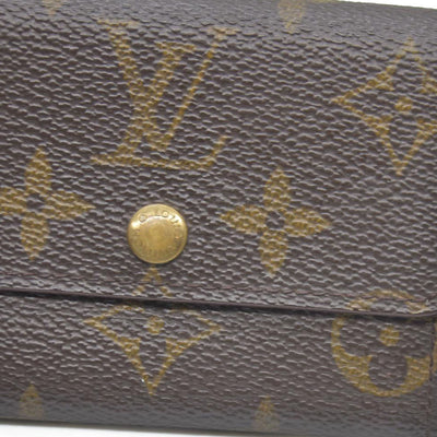 Louis Vuitton Monogram Porte Monnaie Plat Coin Purse Wallet Brown