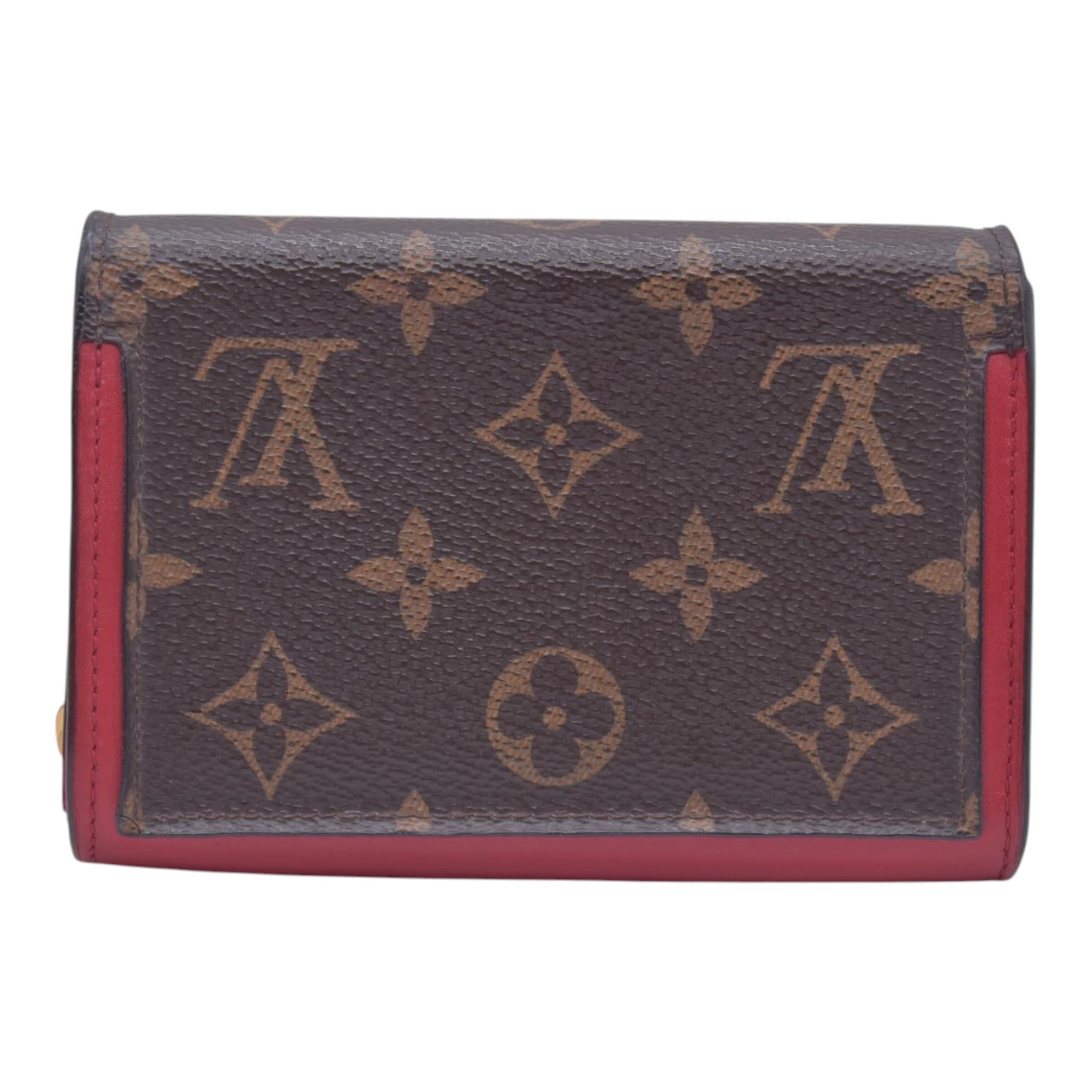 $680 LOUIS VUITTON LV Monogram Victorine Compact Wallet Red CONSIGNMENT 10021562