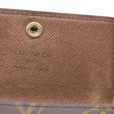 Louis Vuitton Monogram Porte Monnaie Plat Coin Purse Wallet Brown