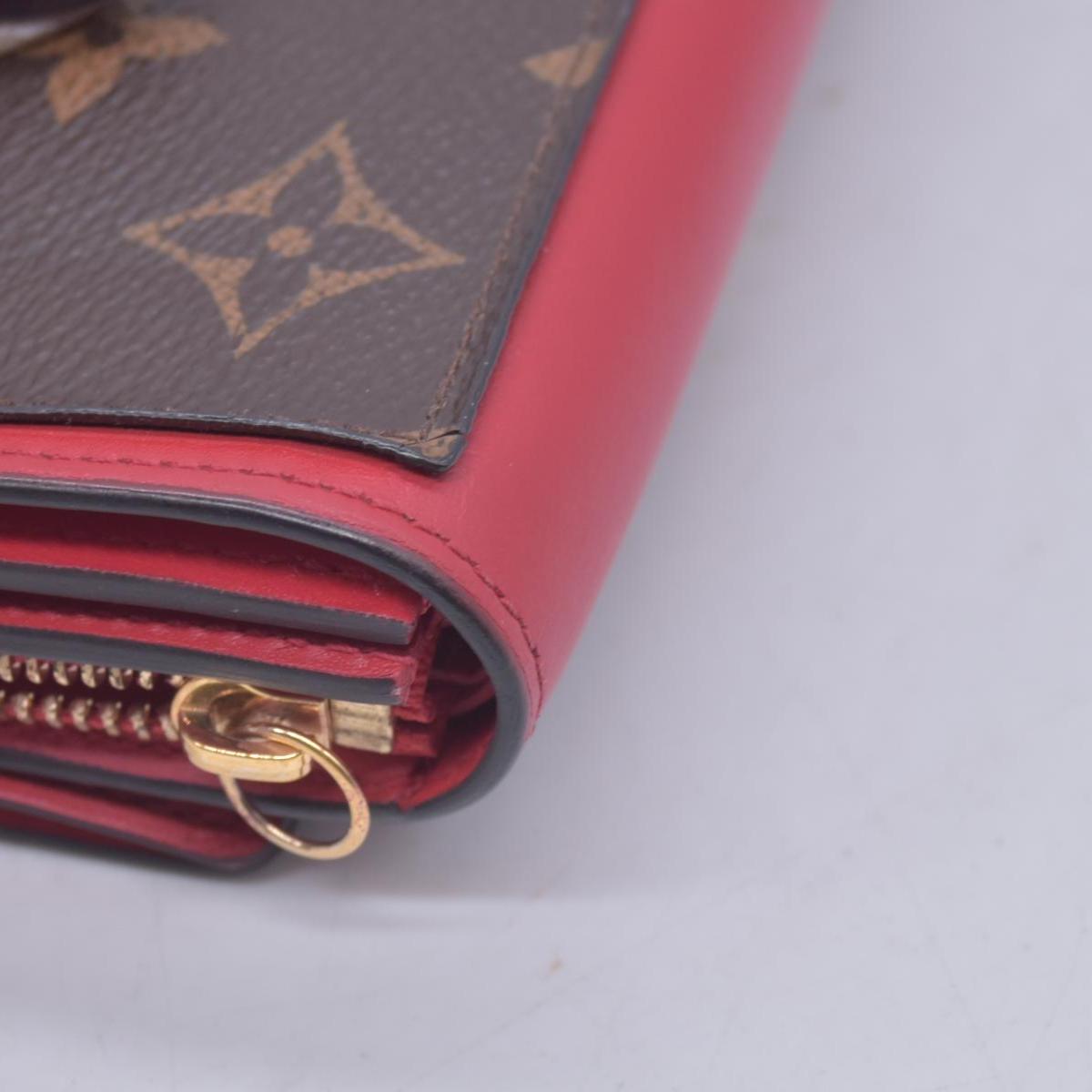 $680 LOUIS VUITTON LV Monogram Victorine Compact Wallet Red CONSIGNMENT 10021562