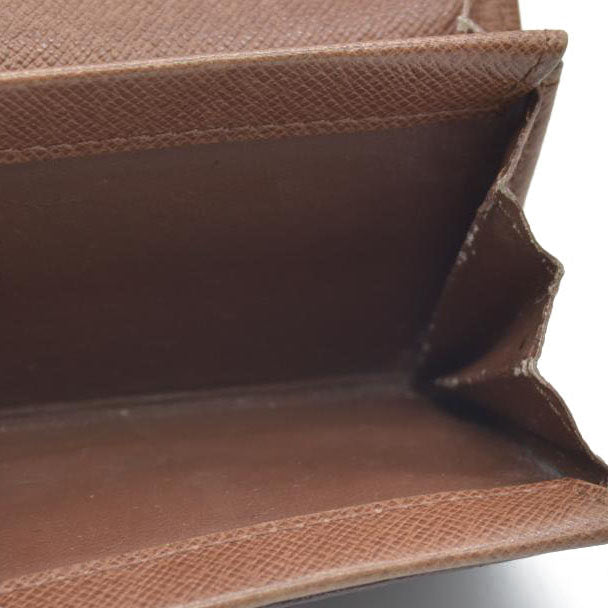 Louis Vuitton Monogram Porte Monnaie Plat Coin Purse Wallet Brown