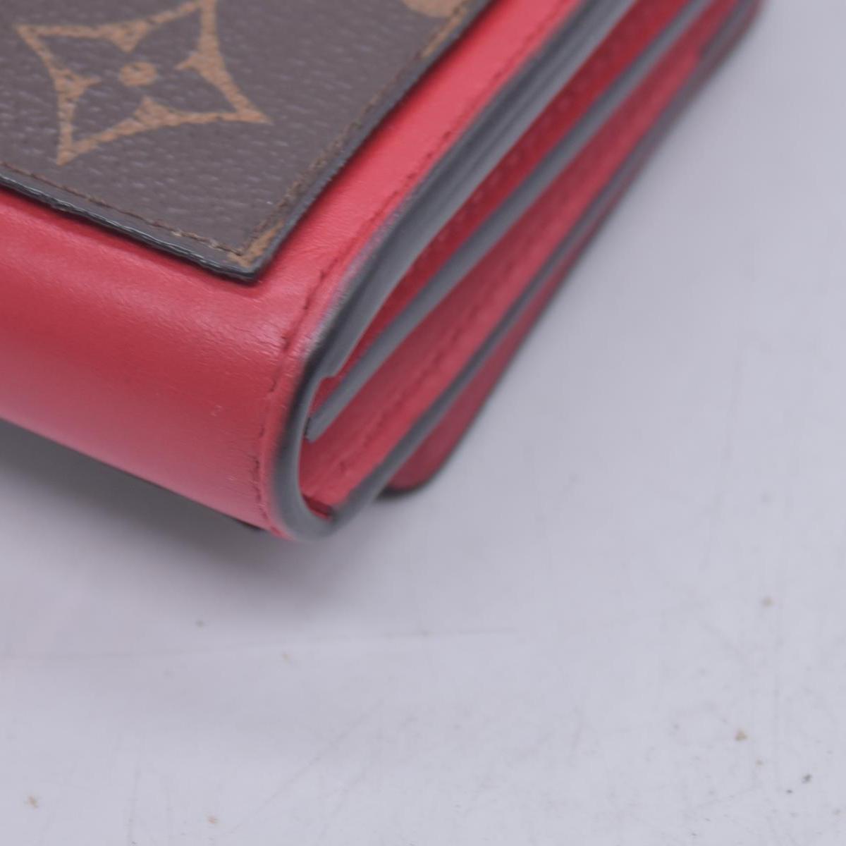 $680 LOUIS VUITTON LV Monogram Victorine Compact Wallet Red CONSIGNMENT 10021562