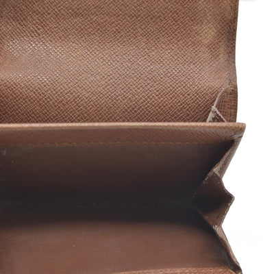 Louis Vuitton Monogram Porte Monnaie Plat Coin Purse Wallet Brown