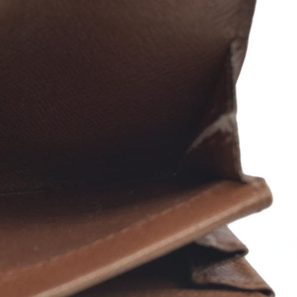 Louis Vuitton Monogram Porte Monnaie Plat Coin Purse Wallet Brown