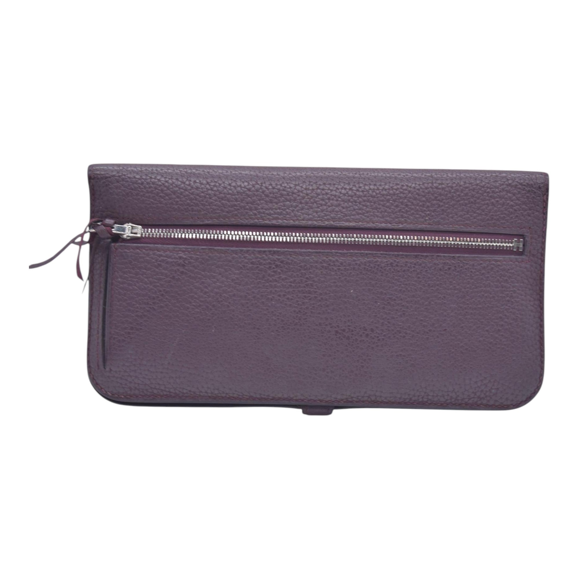 $2150 HERMÈS Veau Togo Dogon Recto Verso Wallet Raisin Plum CONSIGNMENT 10021565