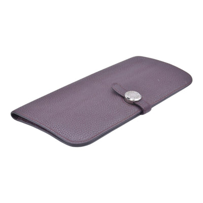 $2150 HERMÈS Veau Togo Dogon Recto Verso Wallet Raisin Plum CONSIGNMENT 10021565