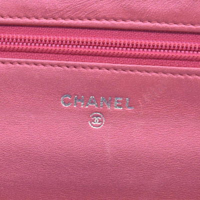 $3350 Chanel Patent Calfskin Quilted Boy Wallet On Chain WOC Fuchsia