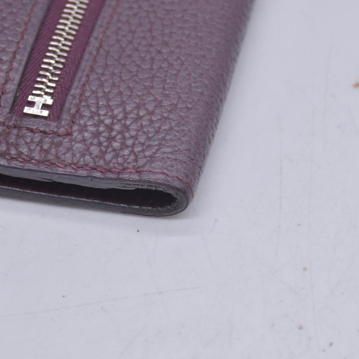 $2150 HERMÈS Veau Togo Dogon Recto Verso Wallet Raisin Plum CONSIGNMENT 10021565