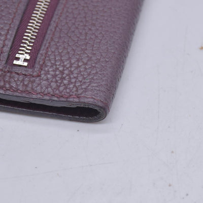 $2150 HERMÈS Veau Togo Dogon Recto Verso Wallet Raisin Plum CONSIGNMENT 10021565