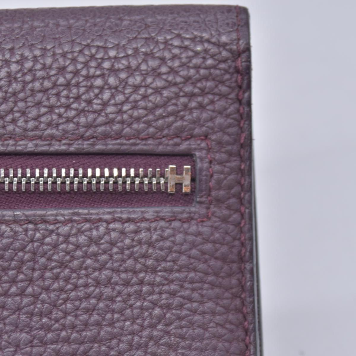 $2150 HERMÈS Veau Togo Dogon Recto Verso Wallet Raisin Plum CONSIGNMENT 10021565