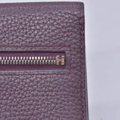 $2150 HERMÈS Veau Togo Dogon Recto Verso Wallet Raisin Plum CONSIGNMENT 10021565