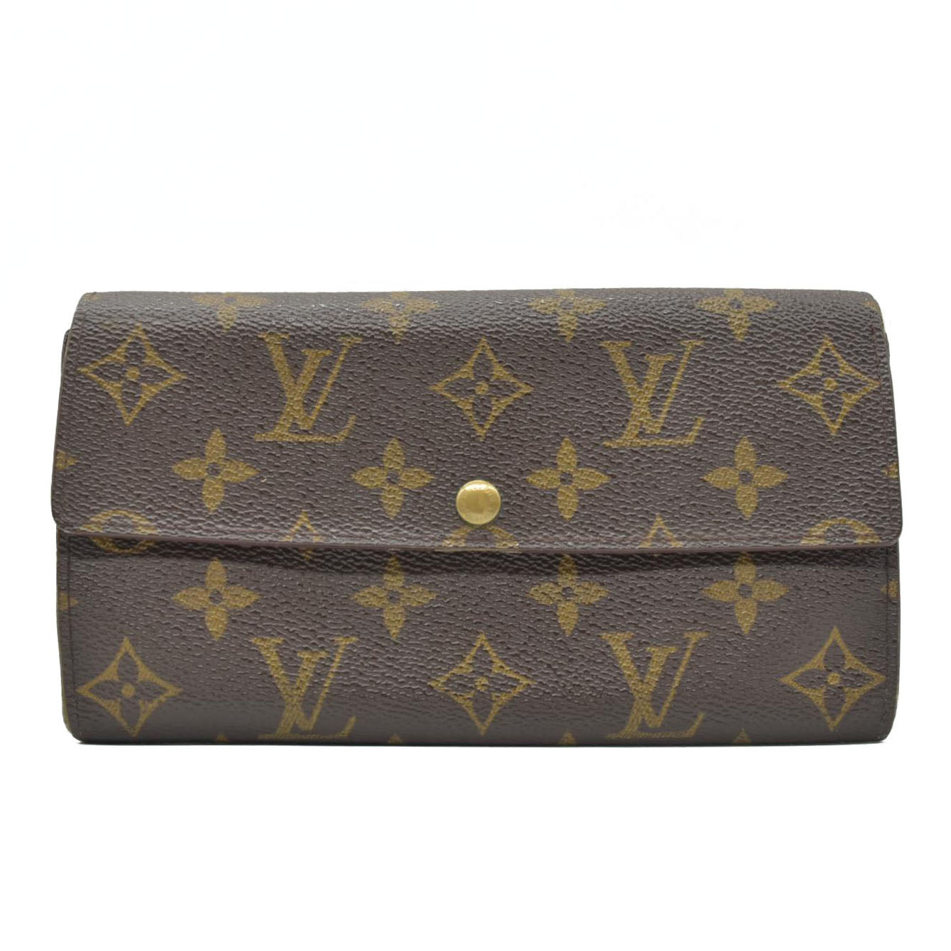 $725 1996 Louis Vuitton Monogram Portefeiulle Sarah Long Bifold Wallet Brown TH1906