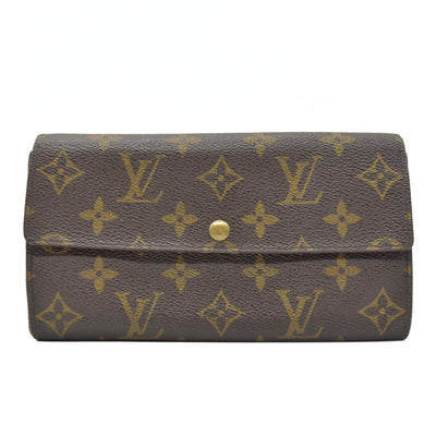 $725 1996 Louis Vuitton Monogram Portefeiulle Sarah Long Bifold Wallet Brown TH1906