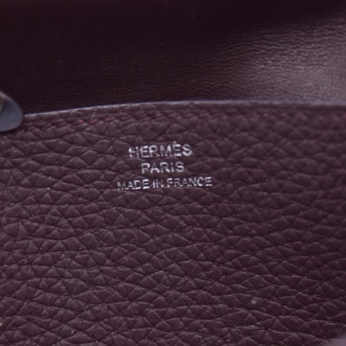 $2150 HERMÈS Veau Togo Dogon Recto Verso Wallet Raisin Plum CONSIGNMENT 10021565