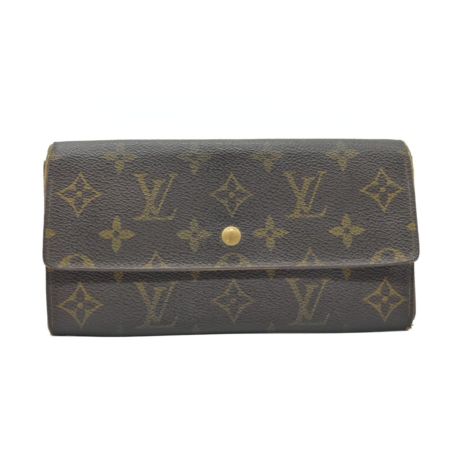 $725 1991 Louis Vuitton Monogram Portefeiulle Sarah Long Bifold Wallet Brown AN0941