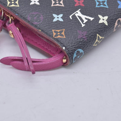 $829 LOUIS VUITTON Monogram Multicolore Insolite Wallet Black / Grenade Pink CONSIGNMENT 10021558