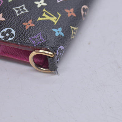 $829 LOUIS VUITTON Monogram Multicolore Insolite Wallet Black / Grenade Pink CONSIGNMENT 10021558