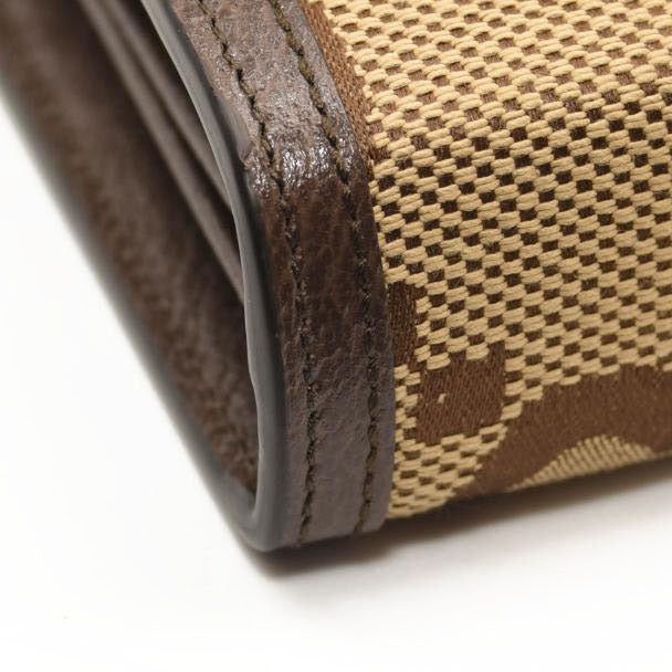 GUCCI Monogram Jumbo GG Textured Dollar Calfskin Mini Dionysus Chain Wallet Camel Ebony New Acero