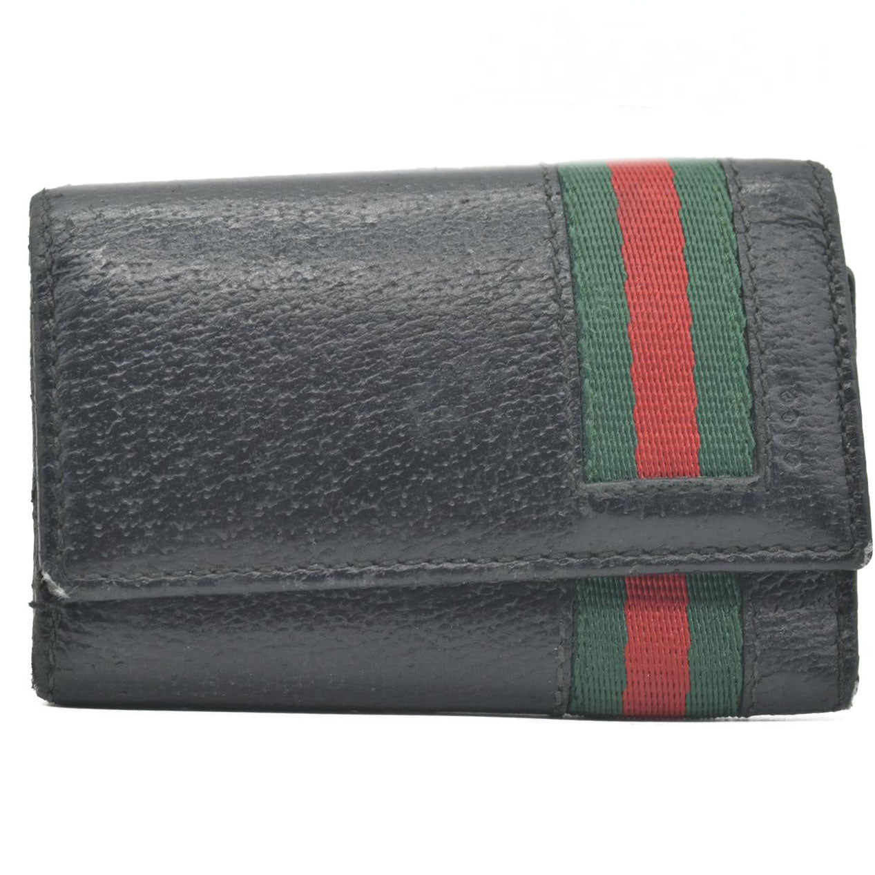 $350 GUCCI Sherry Line Leather 6 Ring Key Case Black