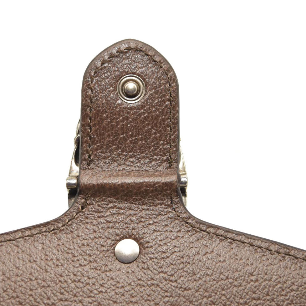 GUCCI Monogram Jumbo GG Textured Dollar Calfskin Mini Dionysus Chain Wallet Camel Ebony New Acero