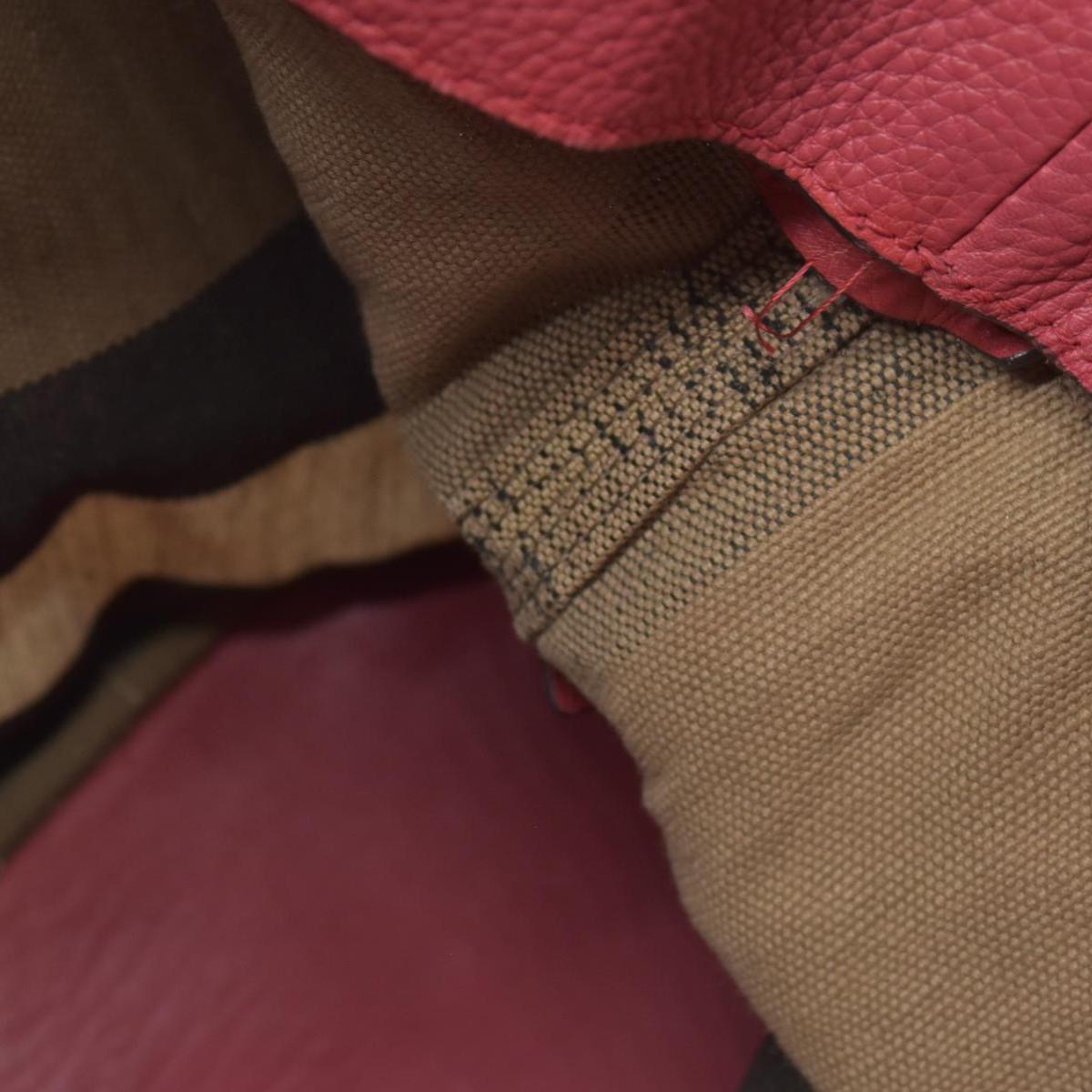 $1150 CONSIGNMENT BURBERRY Canvas Mega Check Medium Ashby Tassel Hobo Cinnamon Red
