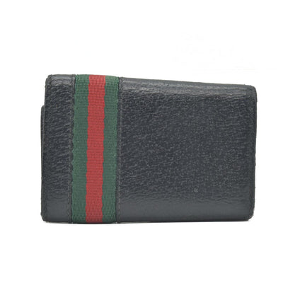 $350 GUCCI Sherry Line Leather 6 Ring Key Case Black