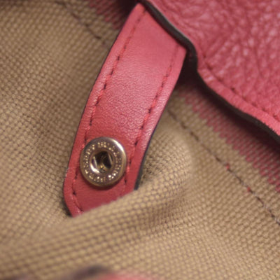 $1150 CONSIGNMENT BURBERRY Canvas Mega Check Medium Ashby Tassel Hobo Cinnamon Red
