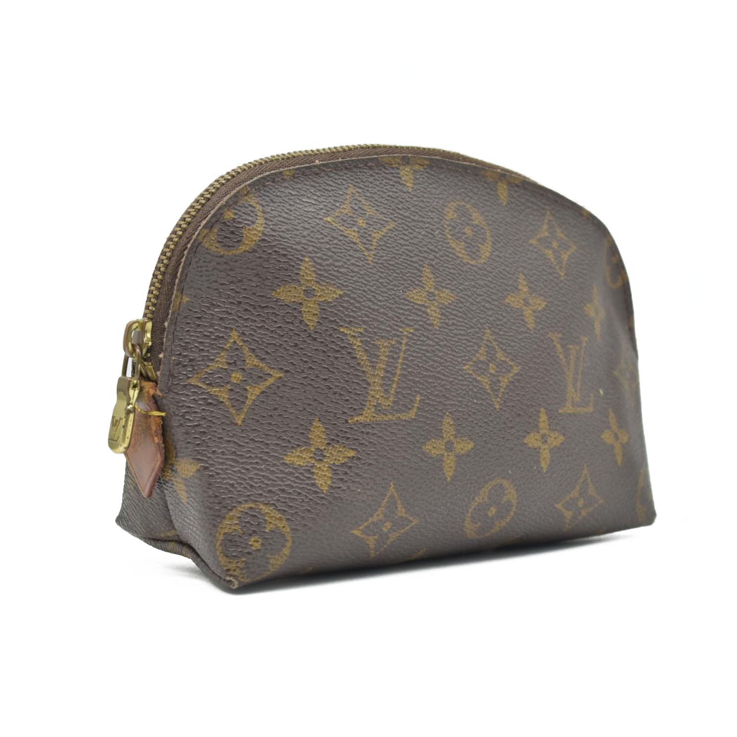 $600 2003 Louis Vuitton Monogram Pochette Cosmetics Pouch Brown CA0093