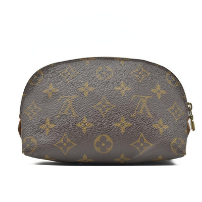 $600 2003 Louis Vuitton Monogram Pochette Cosmetics Pouch Brown CA0093