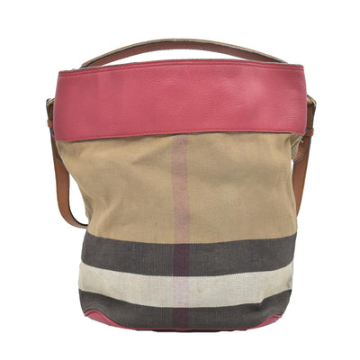 $1150 CONSIGNMENT BURBERRY Canvas Mega Check Medium Ashby Tassel Hobo Cinnamon Red