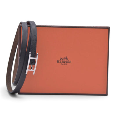 $390 HERMÈS Box Calf Behapi Double Tour Bracelet Black CONSIGNMENT 10021595