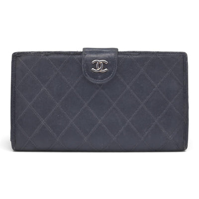 $950 CHANEL Black Quilted Leather Bifold Flap Wallet CONSIGNMENT 10021581