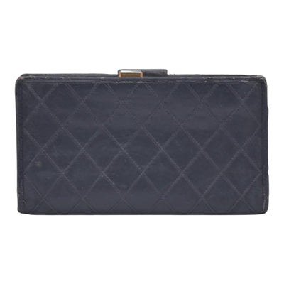 $950 CHANEL Black Quilted Leather Bifold Flap Wallet CONSIGNMENT 10021581