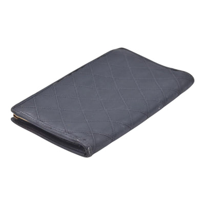 $950 CHANEL Black Quilted Leather Bifold Flap Wallet CONSIGNMENT 10021581