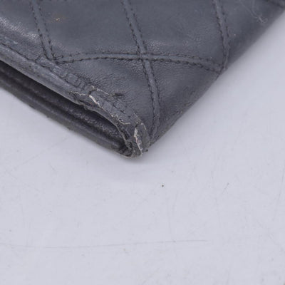 $950 CHANEL Black Quilted Leather Bifold Flap Wallet CONSIGNMENT 10021581
