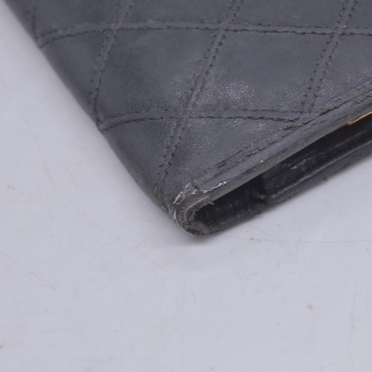 $950 CHANEL Black Quilted Leather Bifold Flap Wallet CONSIGNMENT 10021581