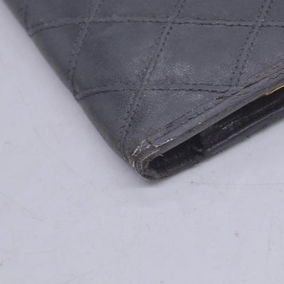 $950 CHANEL Black Quilted Leather Bifold Flap Wallet CONSIGNMENT 10021581