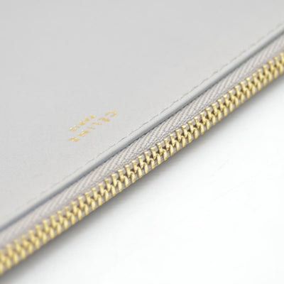 $520 Celine Fluo Grey Beige Leather Bi-Color Clutch Pouch Bag CONSIGNMENT