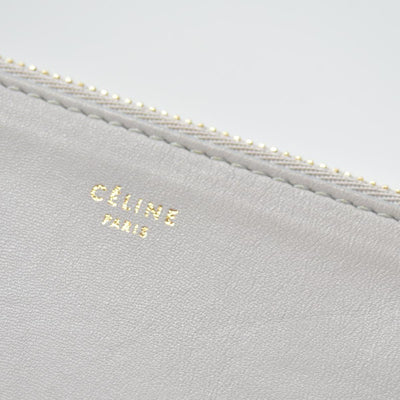 $520 Celine Fluo Grey Beige Leather Bi-Color Clutch Pouch Bag CONSIGNMENT