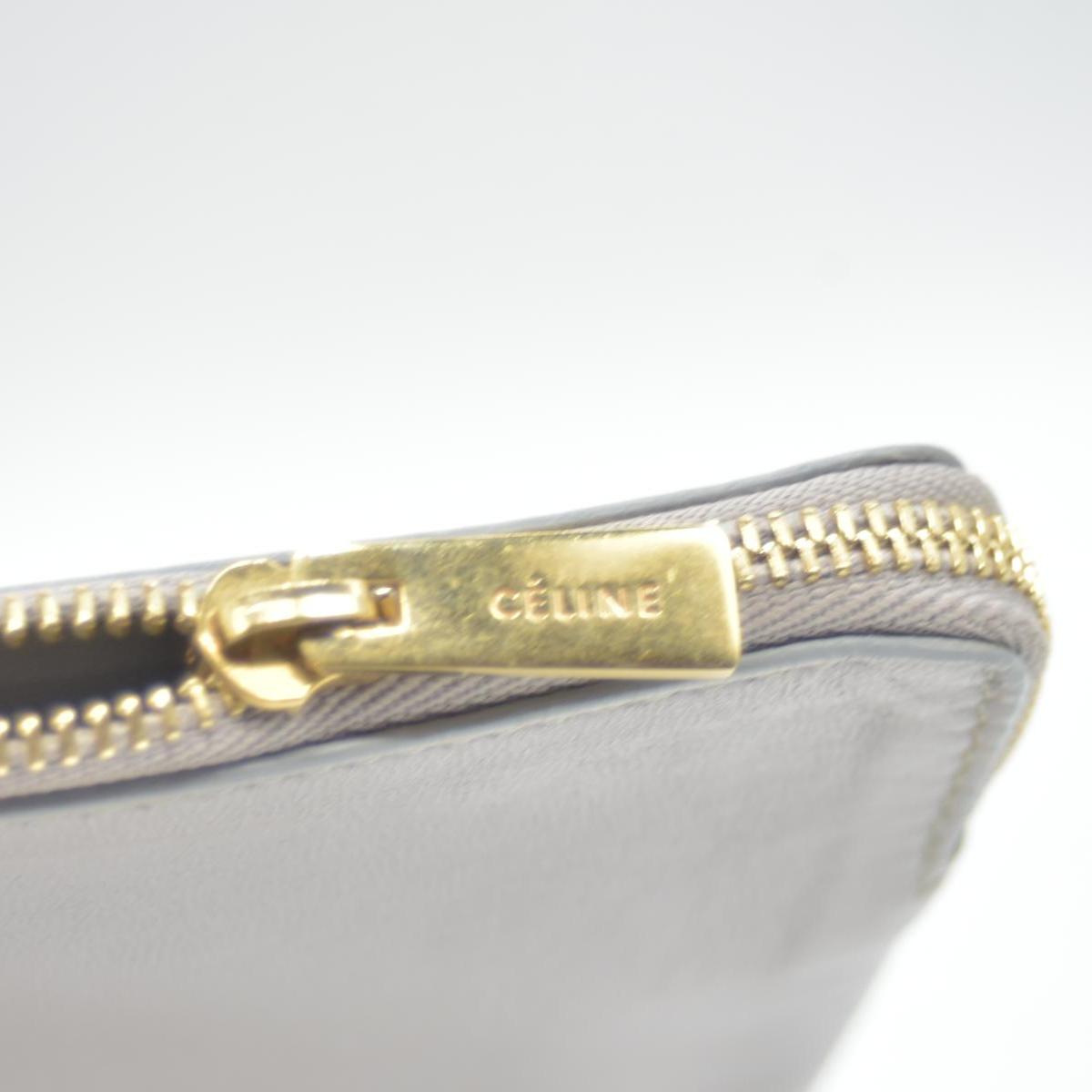 $520 Celine Fluo Grey Beige Leather Bi-Color Clutch Pouch Bag CONSIGNMENT