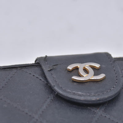 $950 CHANEL Black Quilted Leather Bifold Flap Wallet CONSIGNMENT 10021581
