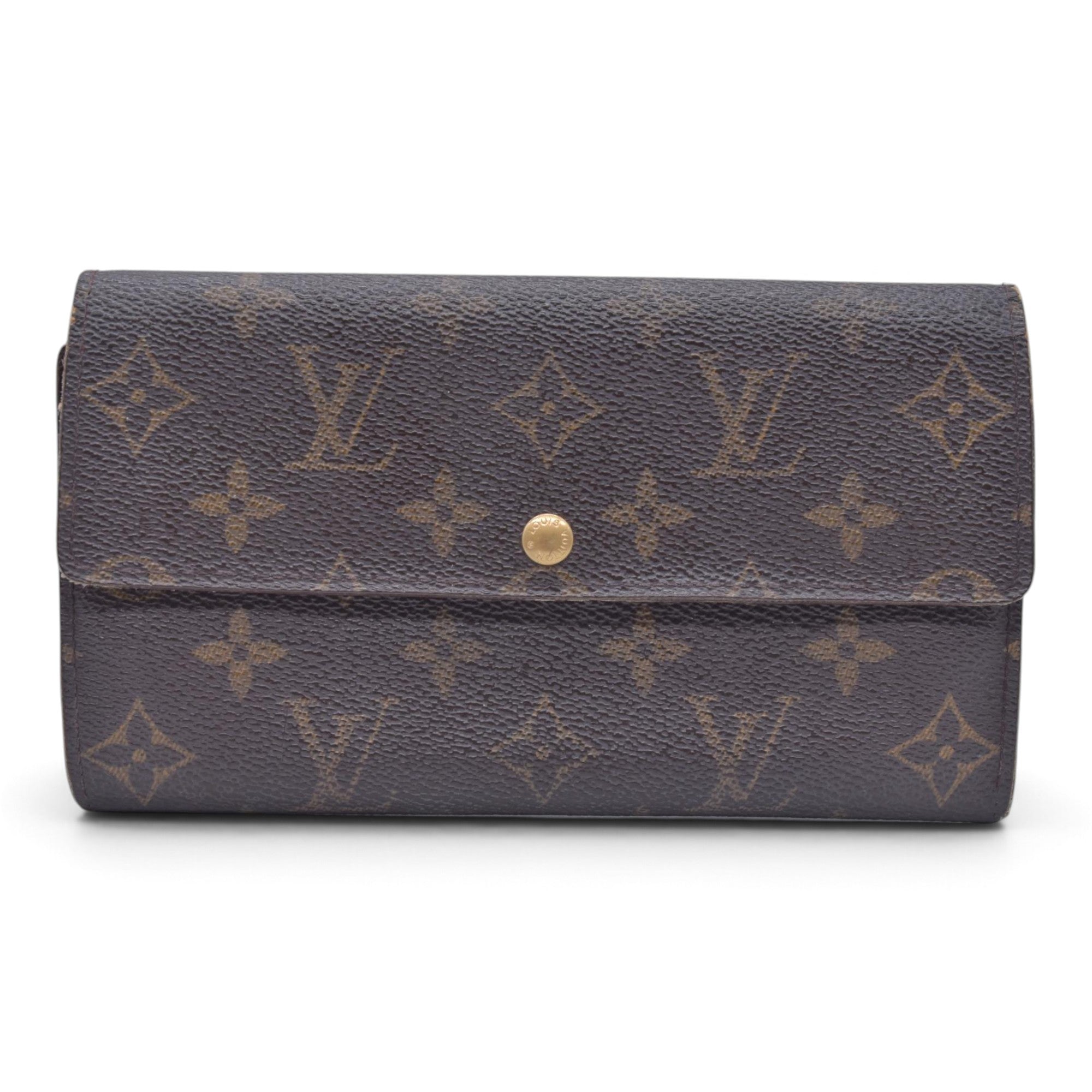 $720 LOUIS VUITTON Monogram Portefeuille International Wallet Brown CONSIGNMENT 10021580