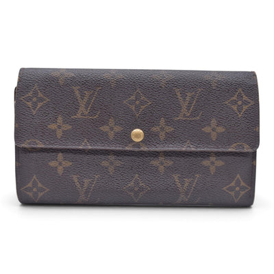 $720 LOUIS VUITTON Monogram Portefeuille International Wallet Brown CONSIGNMENT 10021580