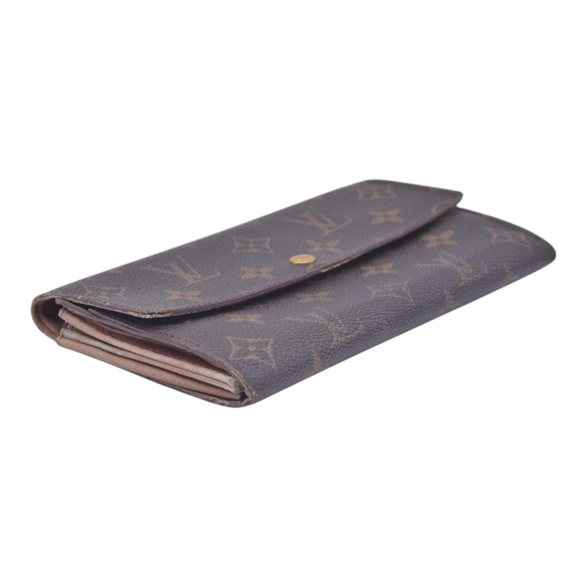$720 LOUIS VUITTON Monogram Portefeuille International Wallet Brown CONSIGNMENT 10021580