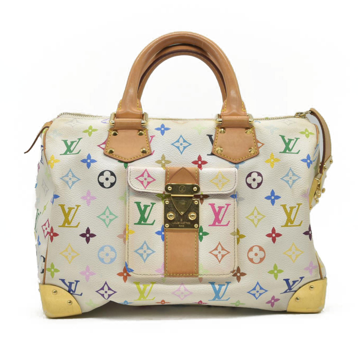 $3150 Louis Vuitton Monogram Multicolor Speedy 30 White Murakami