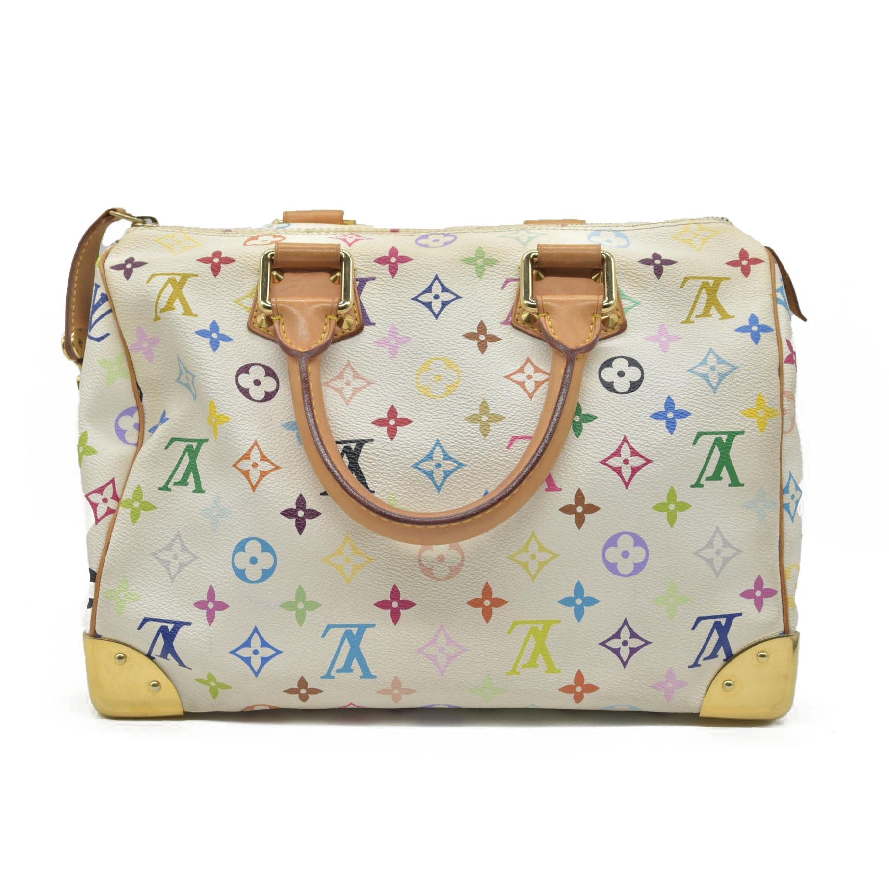 $3150 Louis Vuitton Monogram Multicolor Speedy 30 White Murakami