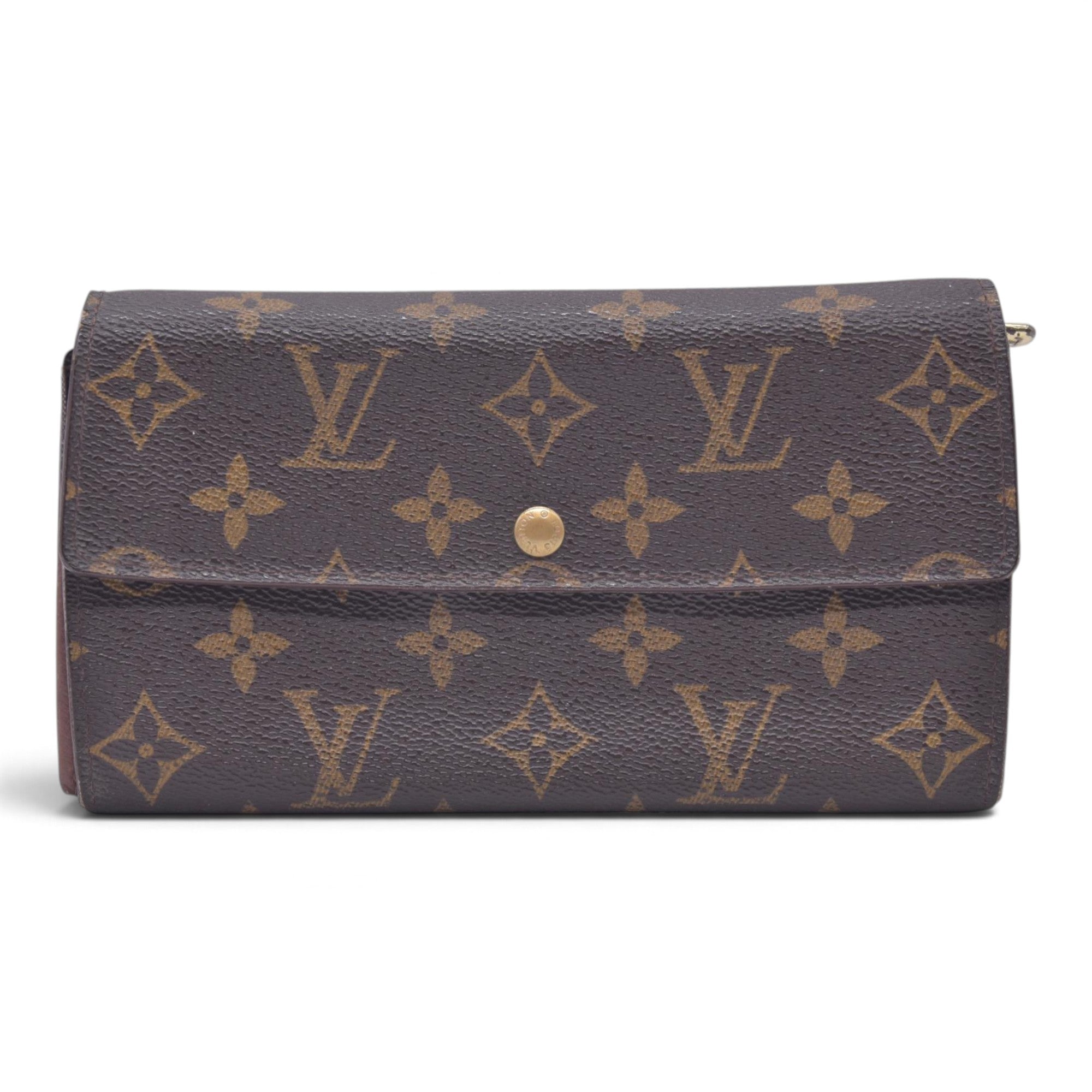 $720 LOUIS VUITTON Monogram Sarah Wallet Brown CONSIGNMENT 10021582