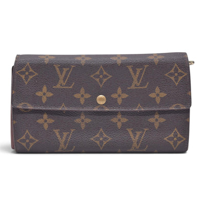 $720 LOUIS VUITTON Monogram Sarah Wallet Brown CONSIGNMENT 10021582